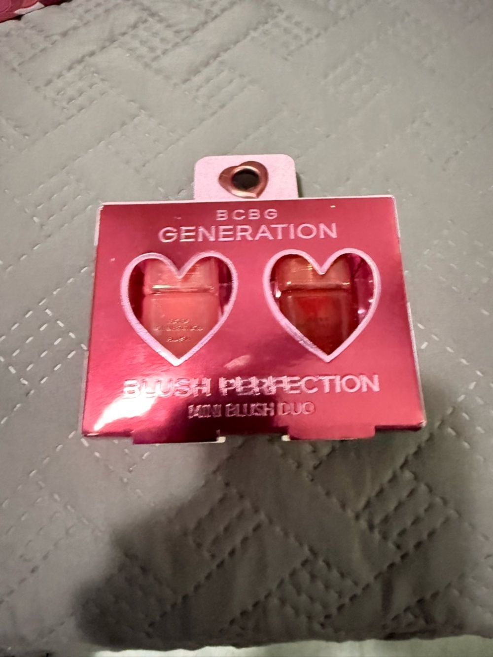 BCBG Blush Perfection Mini Blush Duo in Metallic Pink Packaging